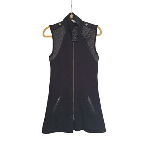 Curio New York womens sweter ziper  knit solid black M